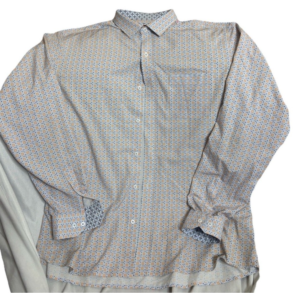 Johnston & Murphy Performance Shirt XL Geometric Flip Cuff Preppy All Over XC4